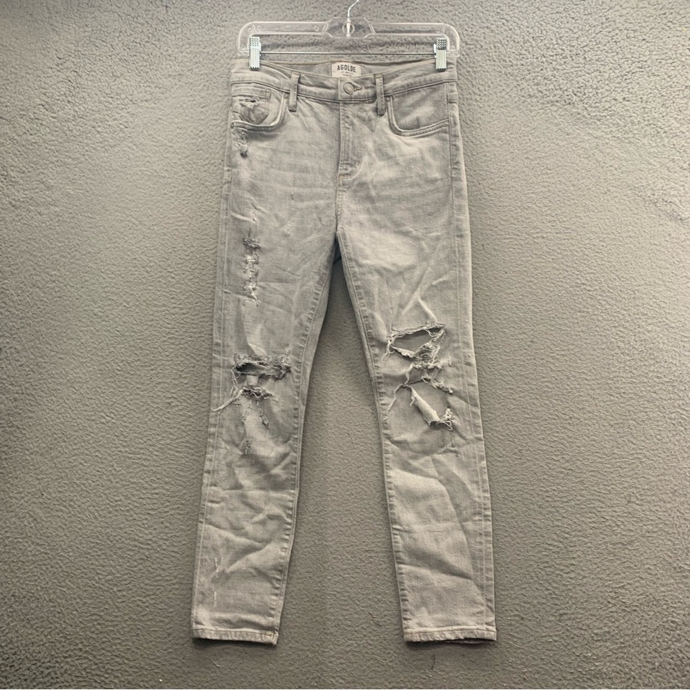 Agolde Feel Good Denim Jeans Women’s Size 26 Gray Distressed High Rise Skinny